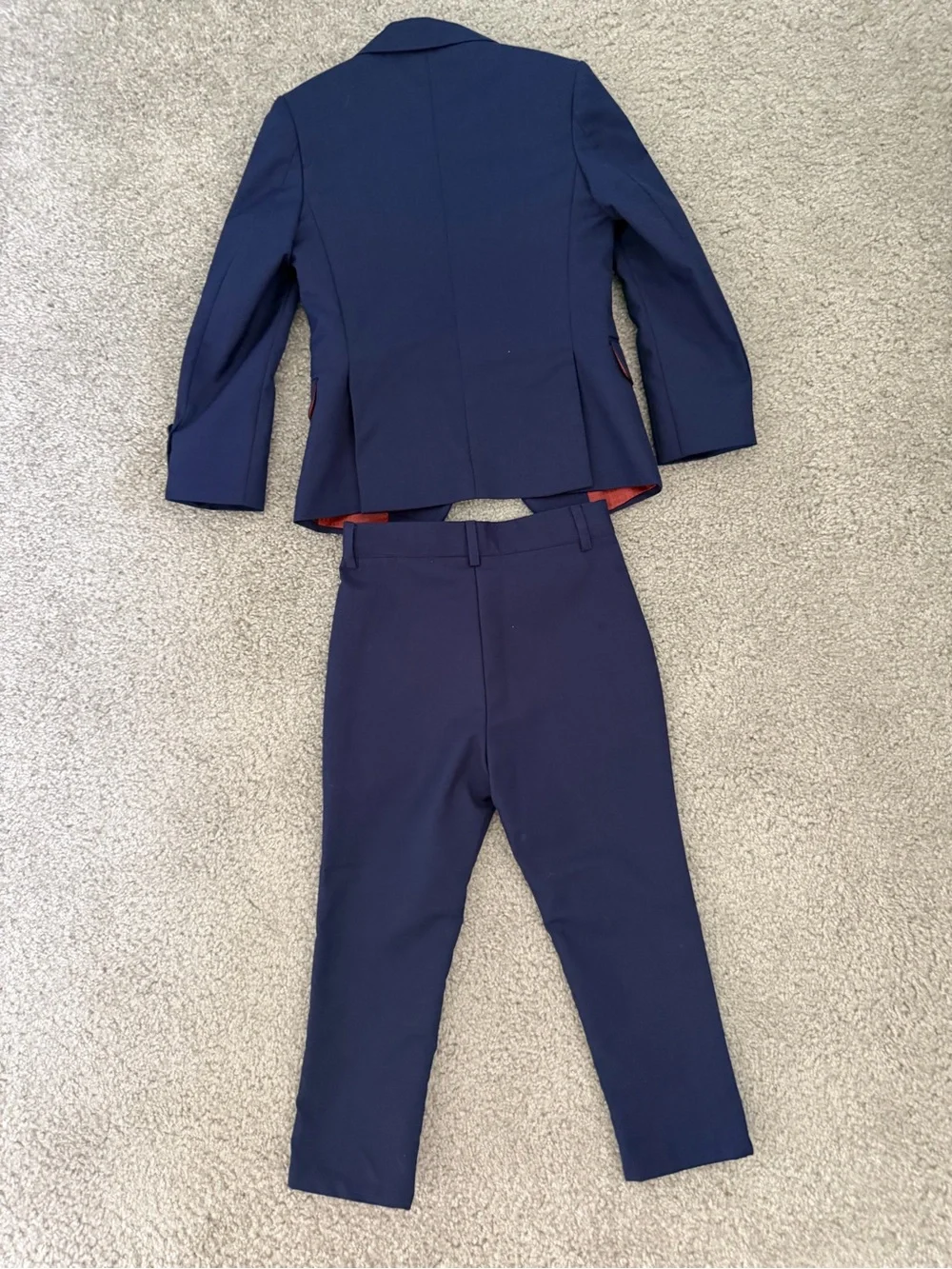 Boys Navy 3-Piece Dress Suit Set with Red Lining